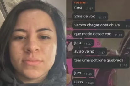 Rosana Santos Xavier se tomó una selfie en el interior de la aeronave y minutos antes escribió en un grupo familiar.