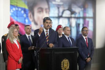 Nicolás Maduro, mientras habla durante una rueda de prensa en el Tribunal Supremo de Justicia, el miércoles 7 de agosto de 2024, en Caracas (Venezuela).