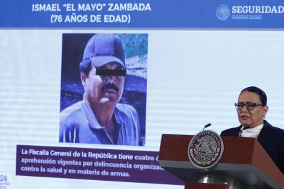La Secretaría de Seguridad y Protección Ciudadana (SSPC), Rosa Icela Rodríguez, durante una conferencia de prensa matutina en el Palacio Nacional de la Ciudad de México (México).