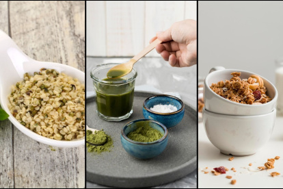 Las proteínas alternativas pueden venir de las semillas de cáñamo, espirulina o kefir