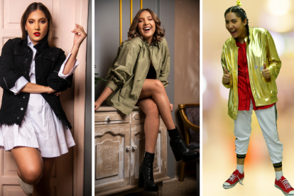 Gigi en varias poses, entre estas como su personaje de Mónik en la novela ‘Los García’.