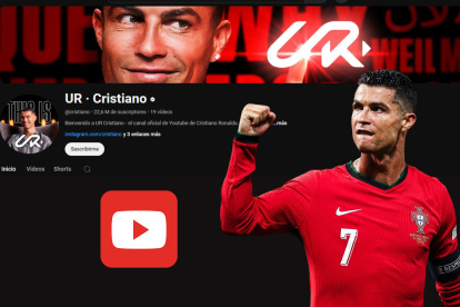 Cristiano Ronaldo y la portada de su canal de YouTube.