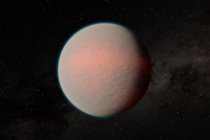 Los planetas con océanos de magma que contienen agua -como el exoplaneta GJ 1214 b, similar a la Tierra, que aparece en esta imagen artística- sólo albergan una pequeña fracción de esta agua en su superficie.
