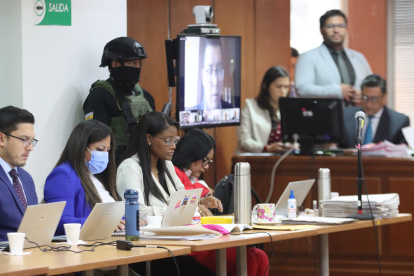 La fiscal Diana Salazar se presentó para la recepción del testimonio anticipado de tres de los 25 procesados en el caso Purga, por el delito de delincuencia organizada.