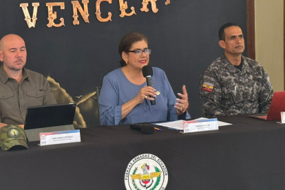 Desde Manta, la ministra del Interior, Mónica Palencia, en representación del Bloque de Seguridad.