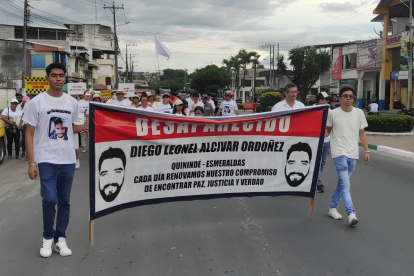 Familiares de desaparecidos marcharon este 29 de agosto en Esmeraldas.