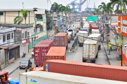 Trinipuerto. El congetionamiento de trailers que ocurrió en TPG, el viernes 23 de agosto de 2024, por fallo en el sistema.