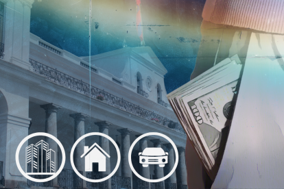 Ilustración sobre patrimonio de personajes cercanos a Daniel Noboa.