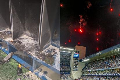 El camerino que había sido designado a Técnico Universitario en el estadio Capwell quedó destruido.