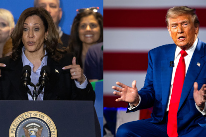 La vicepresidenta estadounidense y candidata demócrata a la Casa Blanca, Kamala Harris y su rival republicano, el expresidente Donald Trump.