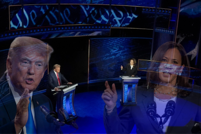 El candidato presidencial republicano Donald J. Trump y la candidata presidencial demócrata a la vicepresidencia de EE.UU. Kamala Harris.