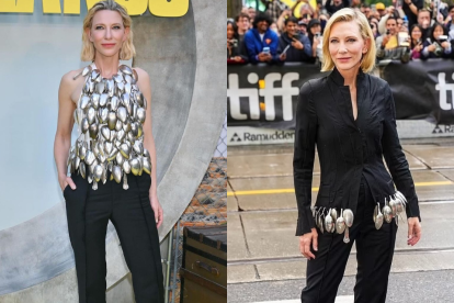 Cate Blanchett lució dos atuendos con el particular elemento decorativo.