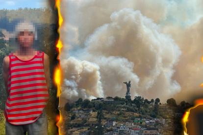 Joven detenido por la Policía Nacional por supuestamente provocar el incendio alrededor de El Panecillo