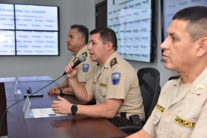 Rueda de prensa de la policía en Quito, este 17 de septiembre.