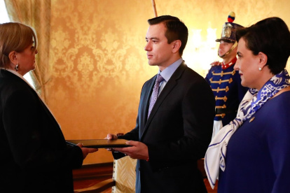 Jekaterina Dorodnova, nueva embajadora de la Unión Europea en Ecuador, presentó sus cartas credenciales a Daniel Noboa.