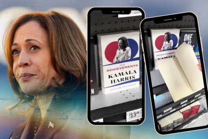 Los logros de Kamala Harris, el libro cuyas páginas están en blanco.