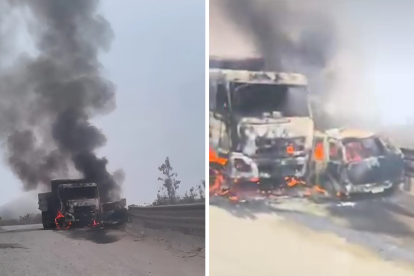 Registro. En redes sociales se evidenció los daños a medios de transporte en plena vía.