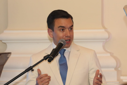 Daniel Noboa durante su discurso en la Sesión Solemne por los 204 años de la Independencia de Guayaquil.