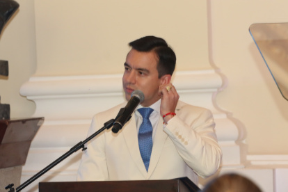 El presidente Daniel Noboa en la sesión solemne por la Independencia de Guayaquil.
