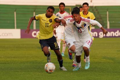 Los jugadores de la selección Ecuador en el último partido de la fase de Grupos.