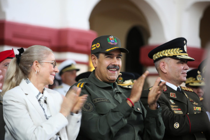 El presidente de Venezuela, Nicolás Maduro, en un acto de gobierno con militares, en Caracas (Venezuela).
