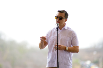 Agenda. El presidente de Ecuador, Daniel Noboa participó de un evento del Ministerio de Transporte en Manabí.