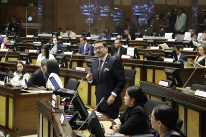 Leonardo Berrezueta sustenta su punto en el juicio político a Mónica Palencia.