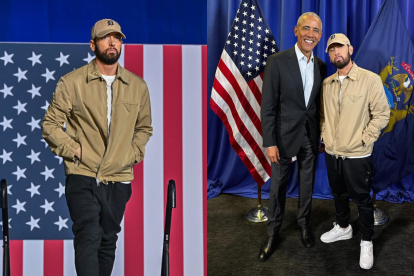 Eminem habló sobre la libertad de expresión y puso a rapear al expresidente Barack Obama.