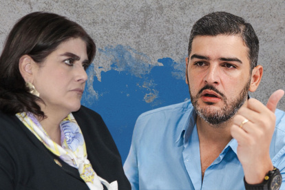 La ministra del Interior, Mónica Palencia, y el alcalde de Guayaquil, Aquiles Álvarez.