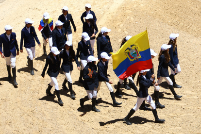 El equipo hípico ecuatoriano.