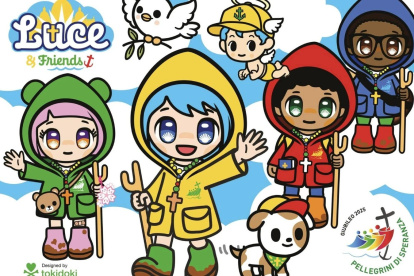 Luce junto a su perro Santino y sus amigos Fe, Xin y Sky