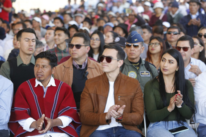 El presidente de la República, Daniel Noboa, durante su visita a Ambato.