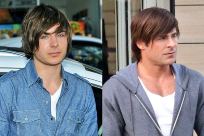 Zac Efron luce un flequillo, tal como su recordado personaje Troy Bolton.