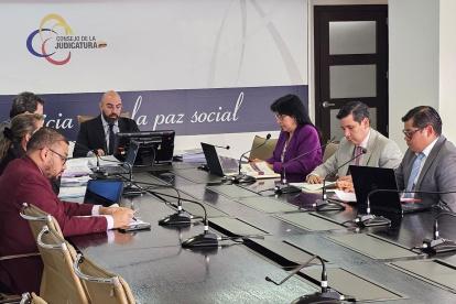 El Pleno del Consejo de la Judicatura, presidido por Mario Godoy.