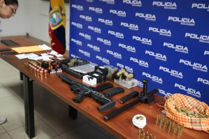 Lo decomisado fue presentado por la Policía, en Durán.