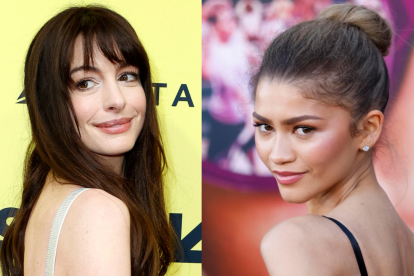 Combo de fotografías de archivo de las actrices Anne Hathaway (i) y Zendaya.