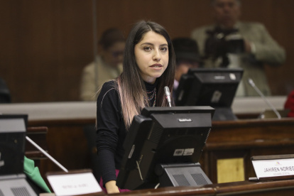 La legisladora de la Revolución Ciudadana, Jahiren Noriega, presentó el pedido de juicio político.