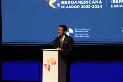 El presidente Daniel Noboa durante la inauguración de la Cumbre Iberoamericana.
