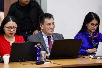 El fiscal general del Estado subrogante, Wilson Toainga, en el día 24 de las audiencias de juicio, del Caso Metástasis.