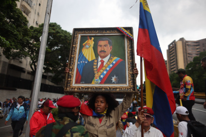 Simpatizantes chavistas participan en una manifestación el 28 de septiembre.