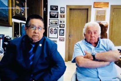 Danilo Carrera y su abogado, en medio de la audiencia que se realizó de forma telemática.