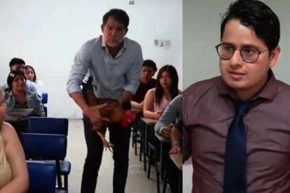 Francesco Tabacchi irrumpe en un video junto a un gallo y el creador de contenido Pansito.