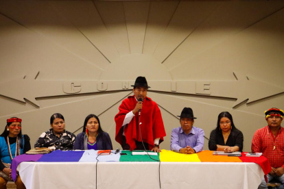 La Conaie se reunión en su sede en el norte de Quito.