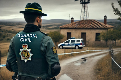 La imagen es una recreación de la labor de la Guardia Civil de España en una zona rural.