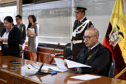 El juez Javier de la Cadena, en la audiencia de revisión de medidas cautelares, de procesados de Purga.