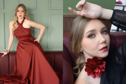 En detalles, sets o vestidos este color aporta un toque de lujo en sus outfits navideños.