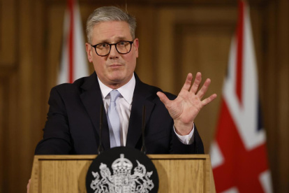 El primer ministro de Reino Unido, Keir Starmer, durante una rueda de prensa la última semana, en Londres.