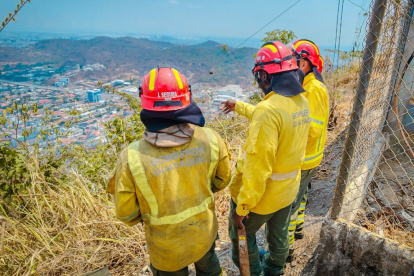 Alrededor de cien incendios se encuentran aún en Cerro Azul evitando que se propague el fuego en los puntos aún activos.