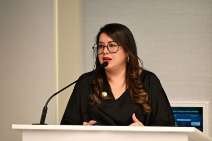 Andrea Arrobo fue la primera ministra de Energía del gobierno de Daniel Noboa.