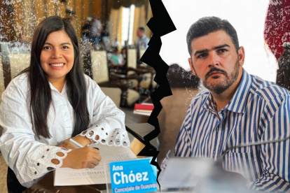 La edil Chóez (izquierda) y el alcalde Aquiles Álvarez (derecha).